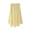 AliExpress Transfronteiriço 2026 Novidades de Primavera Feminina Francesa Simples Casual Decoração de Corda Cintura Marcada Chiffon Bainha Larga Meia Saia