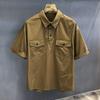 Camisa Polo de Manga Corta Ropa de Trabajo Retro Americana para Hombre Verano Nueva Tendencia Guapo Suelto Casual