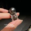 Italiano Vintage Lace Honeycomb Gota de Água Brincos de Pérola Vintage Tahiti Black Bead Chisel Flower Ring