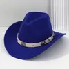 Explosões Transfronteiriças Chapéu de Cowboy de Feltro Masculino e Feminino com Faixa Estampada com Moedas Luxo Estilo Britânico Leve Luxo Simples