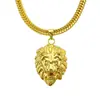 Collar largo con colgante de cabeza de león brillante fresco de hip-hop europeo y americano para hombre, dominante, tendencia, salida de fábrica
