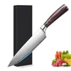Cuchillo de Chef Más Vendido de Amazon con Mango de Madera de Colores y Doble Cabeza de Acero, Cuchillo de Cocina y Corte de Carne de Acero al Carbono Alto, Set de Regalo en Caja
