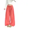 Pantalones de punto de pierna ancha de cintura alta coloridos otoñales para mujer, con una cintura ancha, diseño plisado y una silueta fluida hasta el suelo.. Estos pantalones de corte holgado ofrecen un efecto adelgazante y un look casual