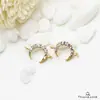 Nuevos accesorios para joyería DIY chapado en platino oro de 24k Mini Micro engastado circonita pequeños pendientes de luna colgante accesorios para collar
