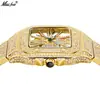 Reloj Missfox V324A Moda Cuadrado para Hombre Diseño de Nicho Hueco Hip Hop Completamente Diamantado Reloj de Pulsera de Cuarzo