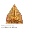 Pirâmide de Bola de Cristal Natural 5/6/8cm Ornamento de Mesa Chakra Cascalho Colorido Pirâmide de Resina Epóxi