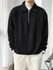 Suéter azul marinho britânico Yuppie, marca da moda masculina, Yuppie Shuai Fried Street, camisa polo com meio zíper, estilo maduro leve, jaqueta Sense de alta qualidade
