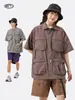 Serie Montaña Flota Negra Diseño Funcional para Exteriores Multibolsillo Repelente al Agua Transpirable Camisa de Manga Corta Chaqueta de Trabajo de Verano