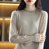 Suéter de punto con cuello de encaje para mujer, recién llegado de primavera, suéter de punto con ribete de orejas, estilo occidental, suéter de cuello medio alto, suéter de lana fina