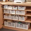 Cesta de Almacenamiento de Escritorio Caja Creativa para Almacenamiento de Snacks Plegable Apilable Cesta de Almacenamiento de Plástico Escritorio Sala de Estar Refrigerador Cesta de Almacenamiento