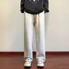 Calça casual estilo americano de rua, vibe retrô, perna reta, corte solto, tamanho grande, design patchwork, calça pantalona para casais, estilo masculino