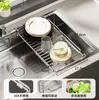 Estante escurridor para fregadero de acero inoxidable, escurridor extensible para platos y tazones, estante de almacenamiento para cocina, organizador multifuncional para fregadero