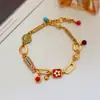 Nuevo Estilo Chino Retro Moda Exquisito Temperamento Versátil Esmalte Flor Pulsera Lujo Ligero Joyería de Borlas de Gama Alta