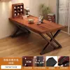 Mesa e Cadeira de Ferro Estilo Industrial para Fast Food Combinação de Mesa e Cadeira Comercial Bar Taberna Restaurante de Hot Pot Restaurante Retangular Restaurante de Churrasco Mesa de Jantar