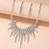 Moda transfronteriza Luz de lujo garra cadena pedrería collar aretes personalidad femenina borla traje de novia joyería accesorios de boda femenino
