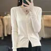 Cardigan de Lana Arena Dorada para Mujer Primavera y Verano Delgado Nuevo Estilo 2025 Chaqueta de Punto Exterior para Montar Top de Cuello en V Suéter de Cuello en V