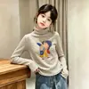 Camisa Térmica de Manga Longa com Gola Alta 2026 Outono/Inverno Infantil Versátil Camiseta Listrada Camada Base Tendência Meninas