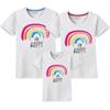 Versão de verão da Rainbow Bridge autoproduzida e vendida em algodão fino roupas para pais e filhos roupas de classe logotipo roupas infantis manga curta gola redonda camiseta atacado