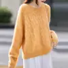 Suéter de lana con forro polar para mujer, estilo transfronterizo otoño e invierno, cuello redondo, jersey de punto grueso de ochos, engrosado, holgado y casual