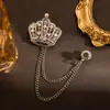 ¡Guau!Corona Retro Europea y Americana Cadena de Borla Moda Ropa Formal Lujo Ligero Gama Alta Accesorio de Pedrería Broche