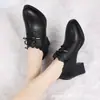 2026 Novo Estilo Laço Salto Grosso Antiderrapante Resistente ao Desgaste Couro Macio Versátil Salto Alto Boca Profunda Cadarço Moda Sapatos Individuais Femininos
