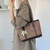 Bolso tote grande de dos tonos simple para la escuela, el trabajo y los desplazamientos, nuevo bolso de hombro versátil de moda 2026, bolso grande