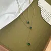 Joia Transfronteiriça Europeia e Americana Zircônia Verde Gota d'Água Titânio Dupla Camada Colar Luxo Leve Design de Nicho Corrente para Clavícula