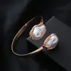 Gargantilla de Perlas Barrocas Irregulares Estilo Ins Europeo y Americano, Collar Sencillo de Metal Abierto para el Trabajo