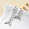 Pendientes largos de mujer con borla de circonita y aguja de plata s925, estilo europeo Tina, estilo coreano, con orejas de cola de pez para niña.