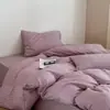 Atrapa la Fresa Estilo Ins Estilo Coreano Rojo Púrpura Cuadros Pequeños Todo Algodón Doble Capa Gasa Juego de Cuatro Piezas 1.8 Ajustado Ropa de Cama Pura de Algodón