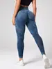 Calça de Yoga Europeia e Americana Sem Costura Lavada Fosca Feminina Apertada Esportiva Cintura Alta Levanta Bumbum Pêssego Calça Fitness
