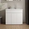 Fregadero de lavandería para balcón de acero inoxidable con tabla de lavar, fregadero de lavandería independiente, mueble compañero para lavadora, mueble de baño, de pie