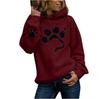 Suéter holgado de manga larga con capucha de polar para otoño e invierno, informal, con estampado de garra de oso, para mujer europea y americana 2024
