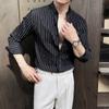 Fw10145 Primavera 2025 Nueva Camisa de Manga Larga de Moda de Gama Alta para Hombre con Cuello Alto y Rayas Tridimensionales Estilo Chino