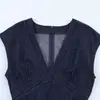 Para Comercio Exterior Transfronterizo Europeo y Americano Ropa de Mujer Aliexpress Más Vendido Verano Cuello en V Ajustado Mezcla de Encaje de Mezclilla Vestido