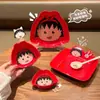 Tigela de Arroz Cerâmica Chibi Maruko-Chan para Uso Doméstico, Tigela Infantil, Alto Valor Estético, Tigela Vermelha Cartoon Fofa, Prato para Molho, Prato de Frutas