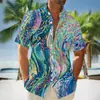 Camisa Hawaiana Estampada con Degradado de Color Primavera y Verano para Hombre Vacaciones Playa Comercio Transfronterizo Fabricante Camisa de Manga Corta de Verano
