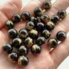 Ágata Grabado con Texto, Ágata Roja Natural Grabado con Estampado Dorado, Amuletos de Paz Cuentas Redondas, Pulsera DIY, Cuentas Budistas, Patrón Bagua Mayoreo