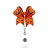Porta-credencial retráctil de venta caliente para comercio exterior Calavera de Halloween Clip para insignia médica Clip trasero acrílico giratorio