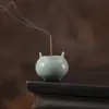 Quemador de Incienso de Porcelana Ru, Ofrenda de Cerámica para Buda, Quemador de Incienso Creativo Estilo Antiguo, Portaincienso de Bobina de Sándalo para Interiores, Quemador de Incienso de Doble Asa, Portaincienso, Soporte para Incienso