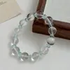 Pulseira Estilo Coreano Cristal Branco Frio Translúcido de Alta Pureza Azul Oceano para Mulheres Cristais de Cabelo Dourado Naturais Contas Olho de Gato Pulseira de Prata S925