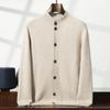 Outono e inverno novo colarinho vertical engrossado cashmere cardigan masculino negócios casual base camisa simples trespassado lã quente jaqueta