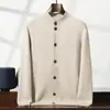 Nuevo Cárdigan de Cachemira Engrosado con Cuello Vertical para Otoño e Invierno Camisa Base Casual de Negocios para Hombre Chaqueta de Lana Cálida de un Solo Botón