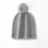 Gorro de Punto Casual de Cachemira 2024 Otoño/Invierno Nuevo para Mujer de Gama Alta Color Sólido con Pompón Engrosado Cálido Moderno Versátil