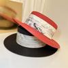 Sombrero Estilo Marea Nacional Verano Ala Grande Copa Plana Sombrero de Copa Etiqueta de Hierro Parasol Sombrero de Paja Moda Exterior Sombrero Fresco para Mujer