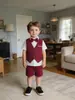 Novo Conjunto de Verão Infantil Duas Peças da Amazon, Shorts de Manga Curta para Bebê, Colete Falso, Terno Britânico para Meninos