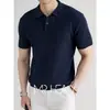 Camisa polo, camisa de punto, camiseta de manga corta para hombre, cuello camisero, cuello en V, a rayas, estilo old money, de negocios, verano, venta al por mayor de fábrica transfronteriza