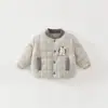 Roupas de Algodão Infantil com Estampa de Ouriço Inverno Plus Veludo Plus Espesso com Capuz Roupas de Inverno Meninos Bebê Jaqueta Infantil Quente Roupas