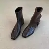 Botines de tacón bajo y tacón grueso estilo francés para mujer, nueva colección otoño/invierno 2026, de suela plana, forrados de felpa, de ajuste ceñido al tobillo, botines pequeños, Botas Martin
