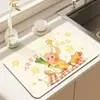Tapete Drenante de Terra de Diatomáceas em Formato de Estrela de Desenho Animado para Bancadas de Cozinha, Tapete Absorvente de Água Antiderrapante, Tapete para Secar Louça, Tapete de Isolamento Térmico